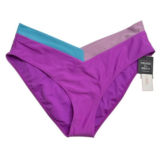 Contrast-Trim Triangle Bikini Top & Contrast Bikini Bottoms Orchid Multi XL New - Picture 6 of 9